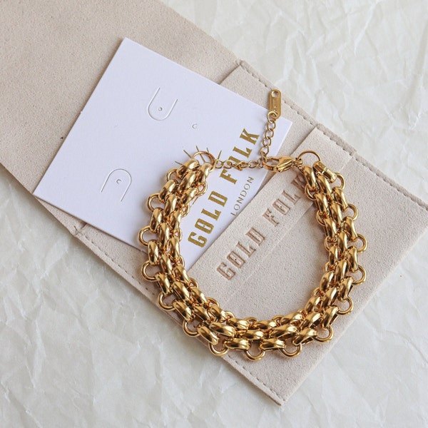 18K Gold Plated Vintage Style Bracelet | Gold Bracelet | Chunky Gold Bracelet | Gold Chain Bracelet | Chain Bracelet | Chunky Chain Bracelet