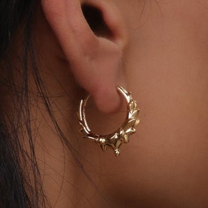 18K Gold Filled Boho Luxe Hoop Earrings - Boho Earrings - Gold Ethnic Hoops - Waterproof Gold Hoops - Small Chunky Hoops - Bohemian Jewelry