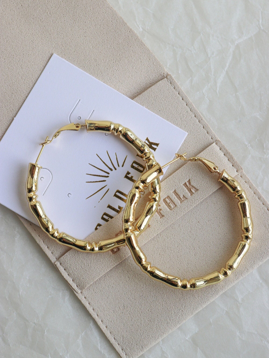 Gold bamboo hoops Clearance