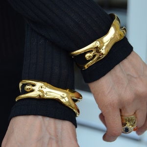 Gold Plated Bangle - Chunky Gold Bangle - Gold Plated Bracelet - Chunky Gold Bracelet - Gold Cuff Bracelet - Chunky Gold Arm Cuff