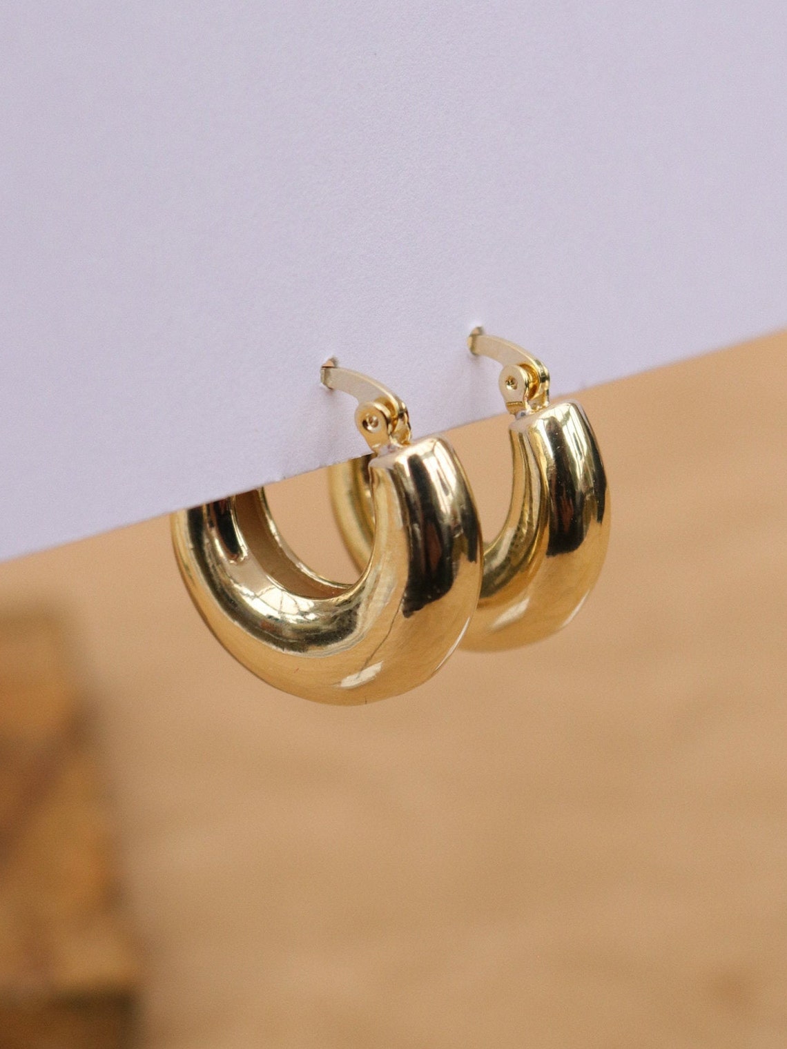 Chunky Gold Hoops Small Thick Gold Hoops Dainty Hoop Etsy
