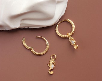 Gold Plated Seahorse Huggie Earrings – Sterling Silver Charm Earrings