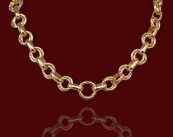 18kt Gold Charm Holder Necklace, Chunky Gold Chain, Vintage Gold Chain, Chunky Chain Necklace, Tarnish Free Chain, Waterproof Chain Necklace