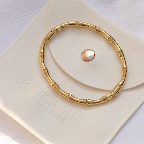 Gold Bangle - Chunky Gold Bangle - Minimal Bangle - 18kt Gold Bracelet - Bangle Set - Bamboo Bangle - Minimal Gold Bangle - Oval Gold Bangle