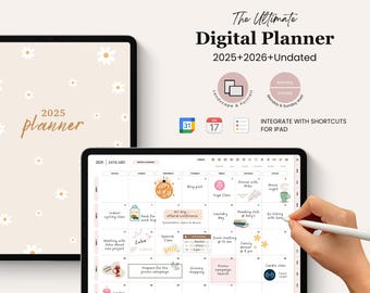 2025 2026 Undated Digital Planner, Minimalist Planner, Boho Planner, Daily Planner, iPad Planner, GoodNotes Planner, Google & Apple Calendar