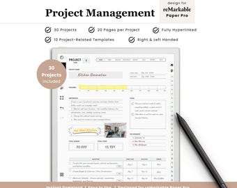 Project Management Planner for reMarkable Paper Pro (Digital Download)