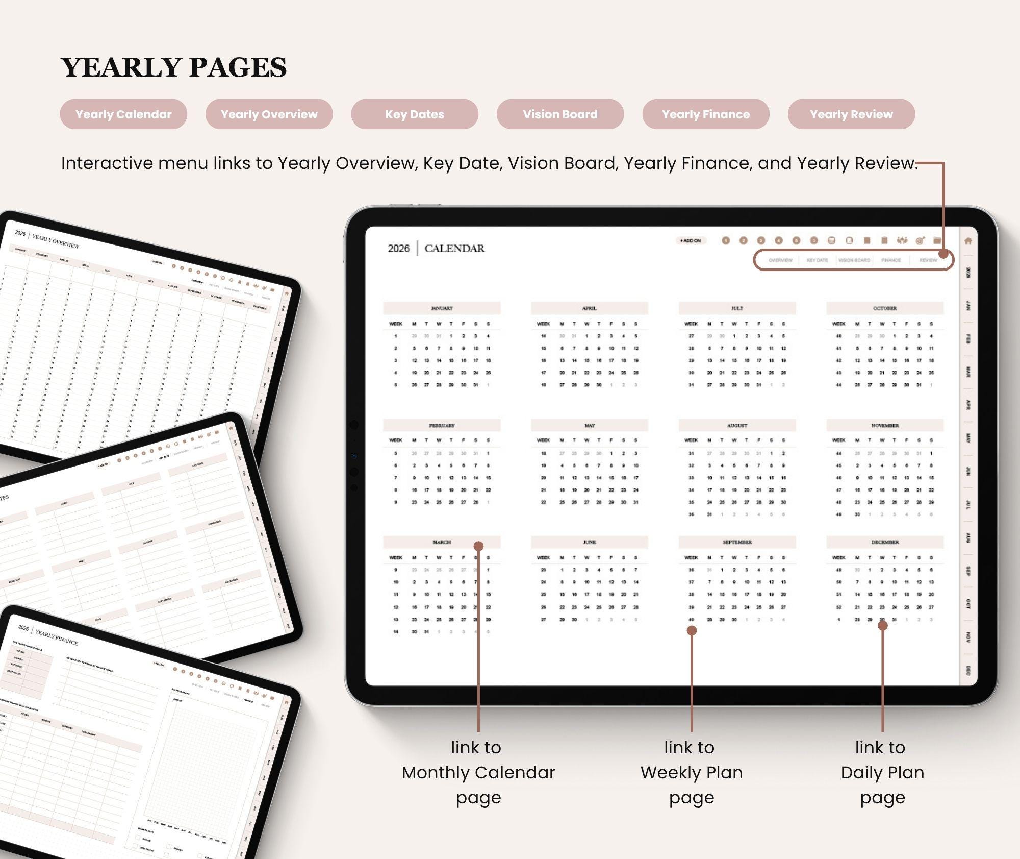 Minimalist Digital Planner Bundle: 2025, 2026, 2027, Undated, Boho ...