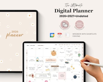 Minimalist Digital Planner Bundle: 2026, 2027, Undated, Boho Style (iPad, GoodNotes, Notability)