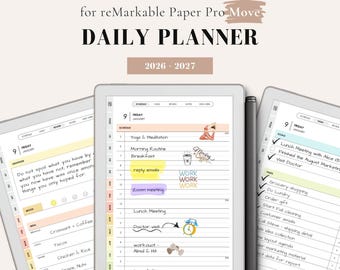 Move Planner 2026, 2027 for Remarkable: Minimalist, Productivity, Weekly, Monthly (PDF)