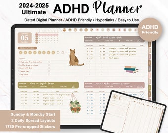 ADHD Digital Planner, ADHD Daily Planner, Adult ADHD Planner, Adhd tracker, Adhd Notebook, Neurodivergent, for iPad GoodNotes Notability