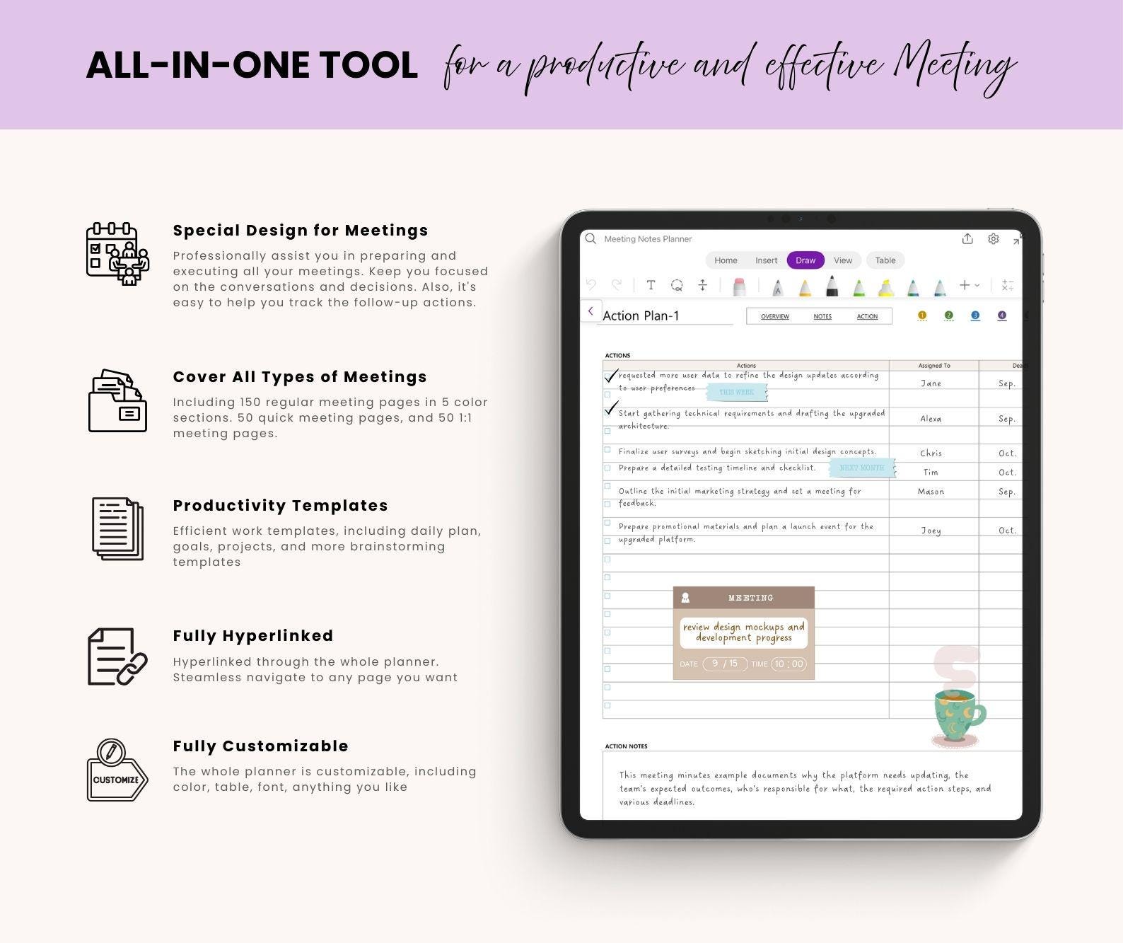 Onenote Meeting Notebook: Hyperlinked, Customizable, for Professional ...
