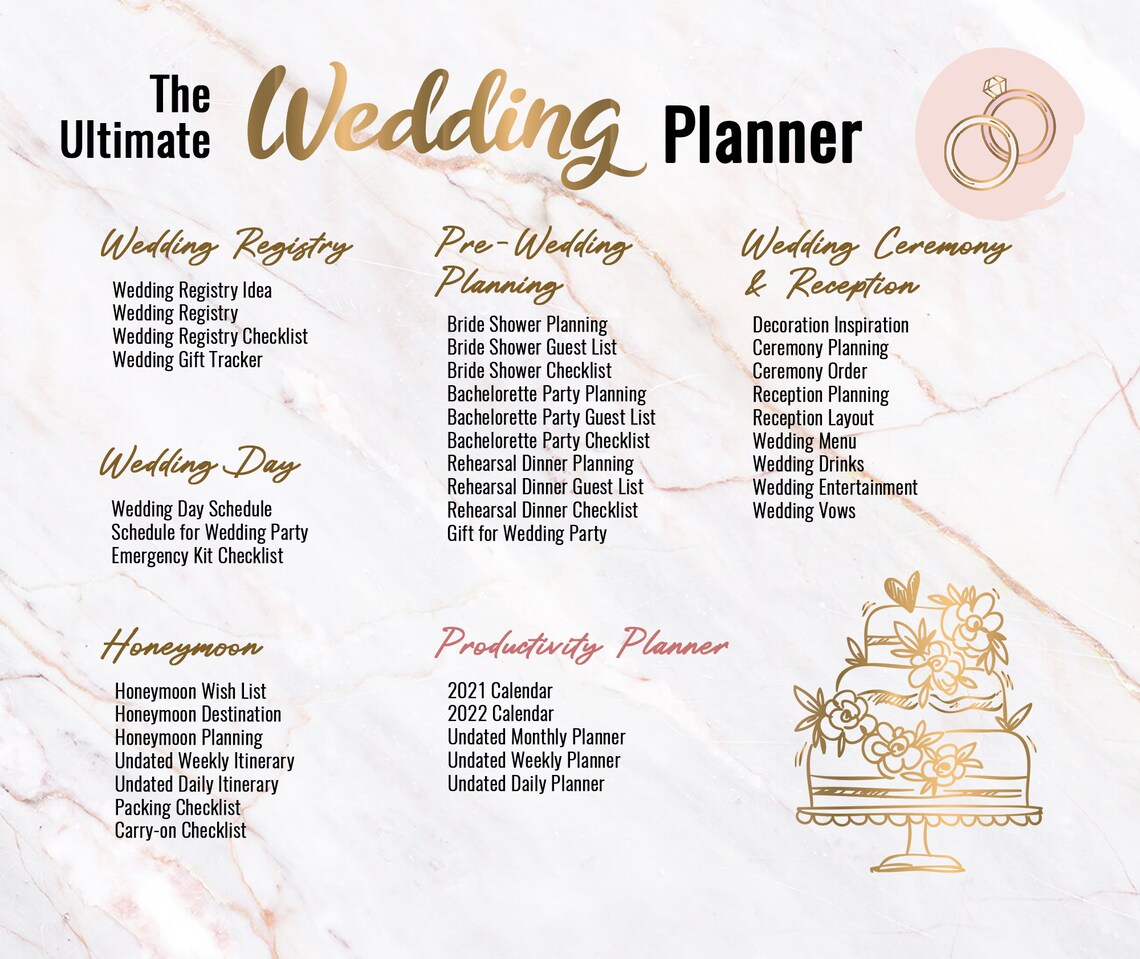 Digital Wedding Planner Wedding Checklist GoodNotes Wedding | Etsy