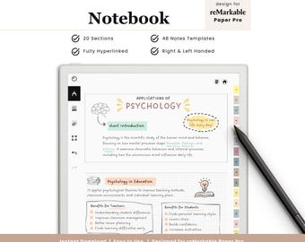 Remarkable Paper Pro Notebook, Unlimited Notes Template