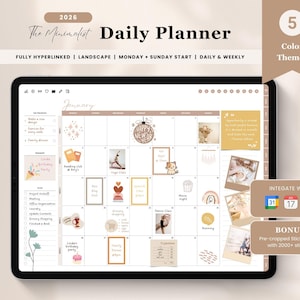 2026 Digital Planner, for iPad Android, Minimalist, Daily Weekly Monthly (Digital Download)