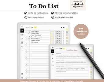 To Do List, Daily Checklist, Task Tracker, for Remarkable Paper Pro