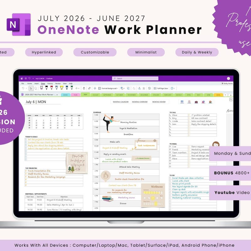 2026 Calendar Onenote Template - Etsy