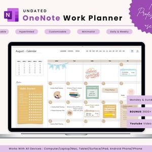 Undated OneNote Planner, Work OneNote Template for Professionals, for Project Management, Android, iPad, Windows, Mac, Surface Pro, Desktop