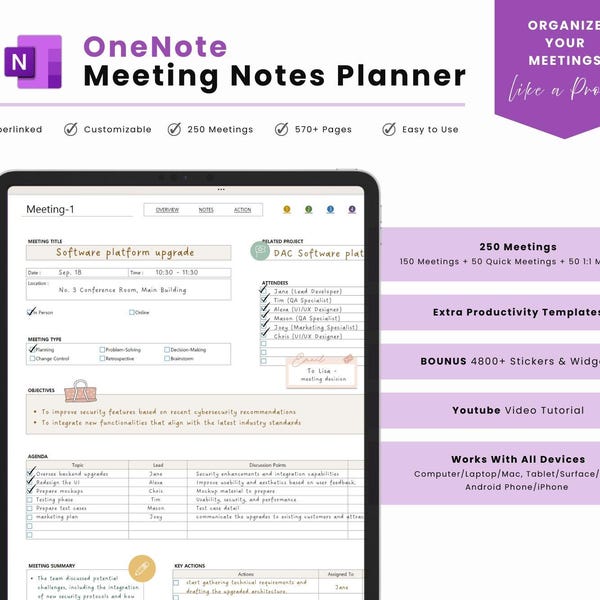 1:1 Onenote Templates - Etsy