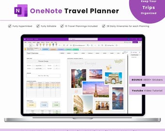 OneNote Travel Planner: Hyperlinked, Fully Customizable, Trips Organization (Digital Download)
