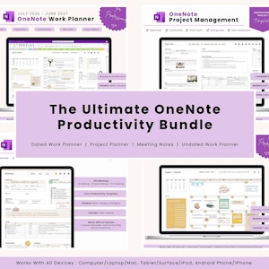OneNote生産性向上バンドル：ワークプランナー、プロジェクト管理、会議メモテンプレート（デジタルダウンロード）