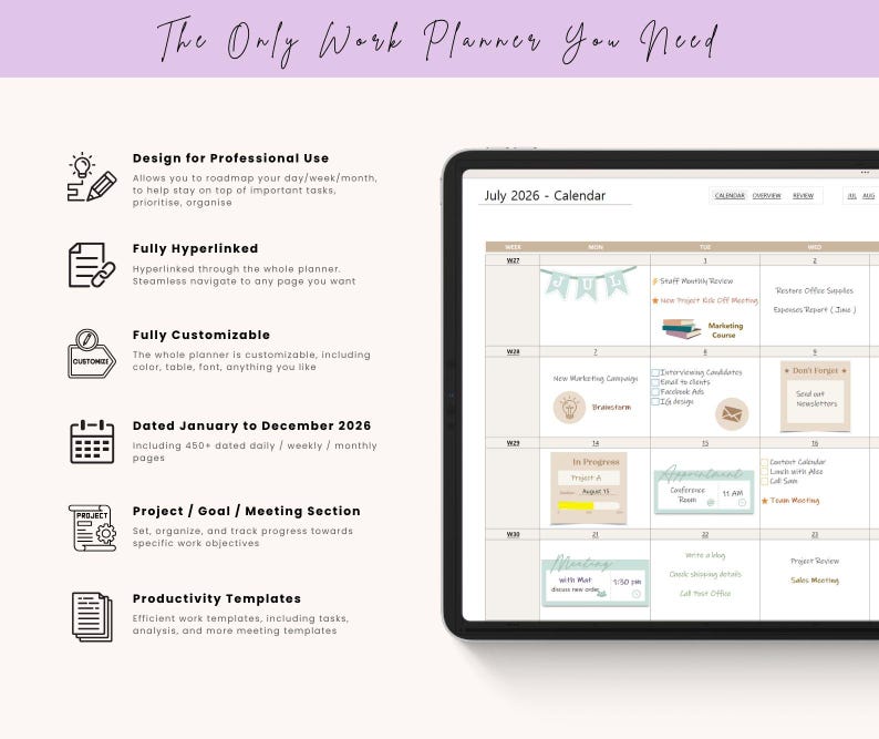 2026-2027 Mid Year Onenote Work Planner: Professional Templates for ...