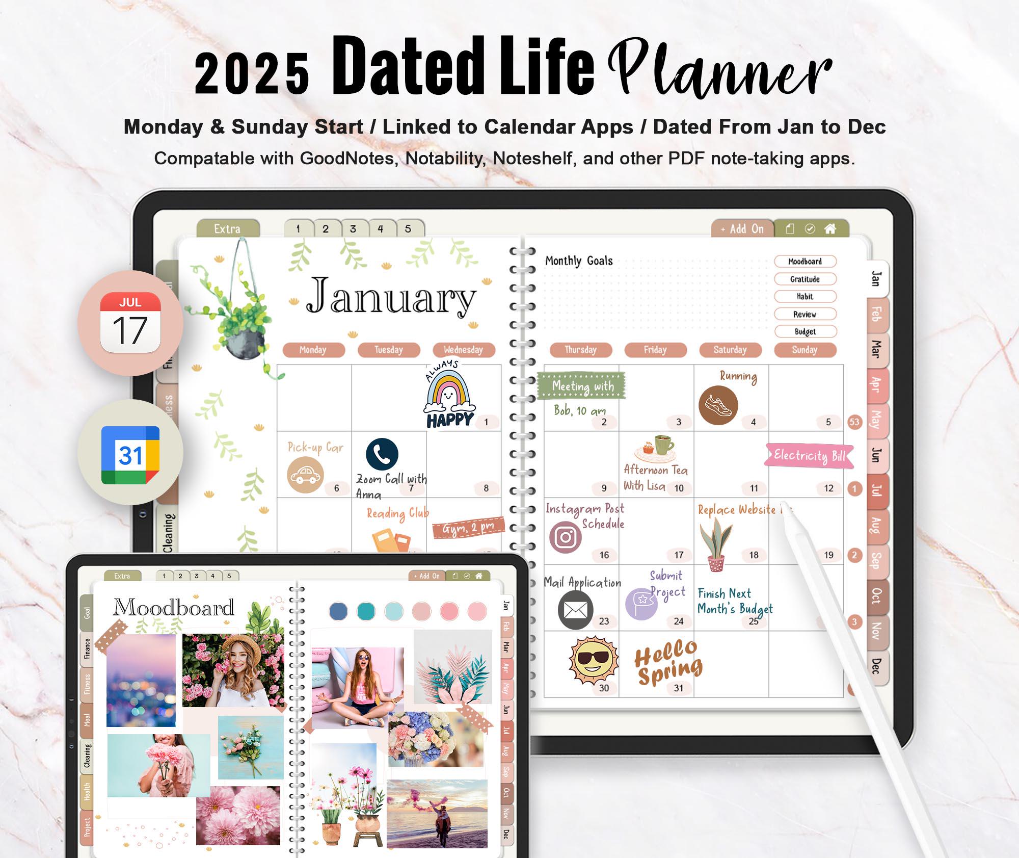 2025 Dated Digital Planner, All in One Life Planner, Boho Digital Planner, Digital Planning, iPad Planner,for GoodNotes Notability