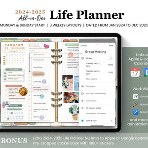 2024 2025 Digital Life Planner, GoodNotes Planner, Weekly Planner, Daily Planner, iPad Planner, Digital Journal, Google & Apple Calendar image 1