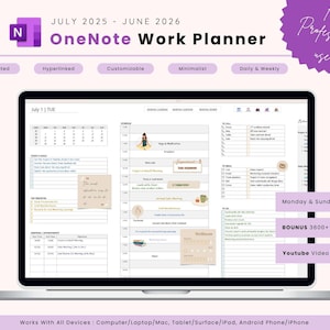 OneNote Planner, modello OneNote professionale di metà anno per il lavoro, per la gestione dei progetti, Android, iPad, Windows, Mac, Surface Pro, Desktop