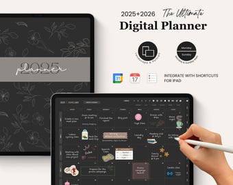 Dark Mode Digital Planner, 2025 2026, Minimalist Planner, Daily Planner, iPad Planner, GoodNotes Planner, Google & Apple Calendar