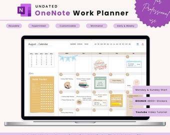 Planificador OneNote sin fecha: Plantilla de trabajo profesional (Descarga digital)
