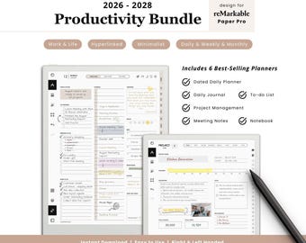 Minimalist Productivity Bundle for reMarkable Paper Pro (2026-2028) (Digital Download)