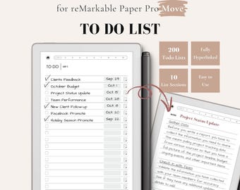 To Do List, Task List, for Remarkable Move