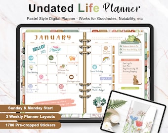 Undated Yearly Life Planner, All in One Digital Planner, Digital Planning, iPad Planner, for GoodNotes Notability