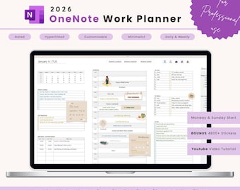OneNote Work Planner 2026: Professional Templates for Work (Digital Download)