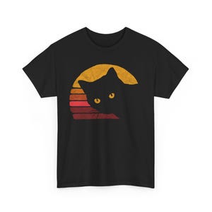 Black Cat Vintage Retro T-Shirt, Retro Vintage Black Cats, 80s Style, Cat Owner Funny, Cat Face 70s ,Black Cat Halloween Shirt, Black Cat