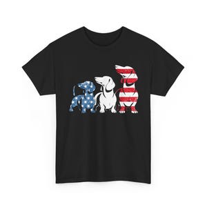 Patriotic Dachshund Tee, 4th of July Dachshund Shirt, July Fourth Dog Lover T-Shirt, Gifts for Dog Lovers, Wiener Dog Shirt, Doxie Mom Gift