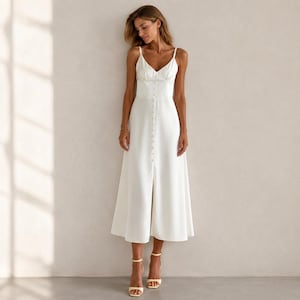ivory midi slip dress Ivory Midi Slip - Crinkle Satin Slip - Lingerie Midi Slip Dress