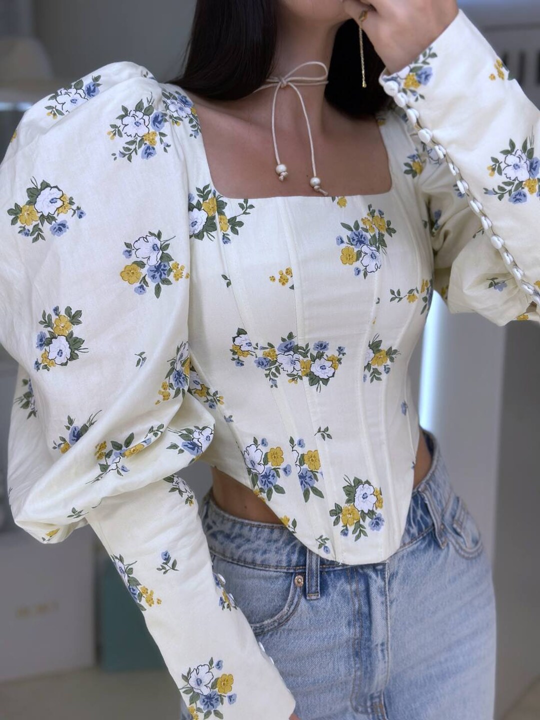 Radiant Off white Sequin Sleeveless Corset Blouse main image 1