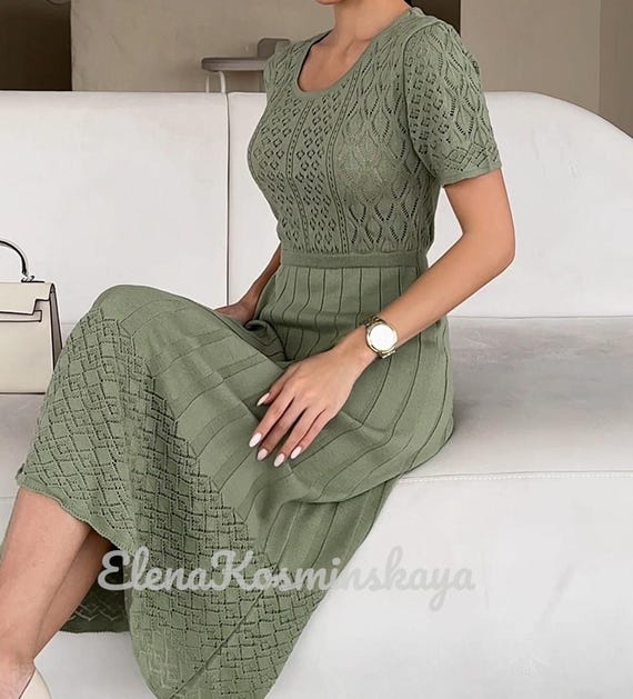 knitted cotton midi dress Odessa Cotton Knit Combo Midi Dress in bazaar blue