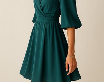 dark green beach dress Wedtrend Women Elegant Long Bridesmaid Dress with Slit Dark Green A-Line  Spaghetti Straps Satin Wedding Party Dress – WEDTREND main image 1