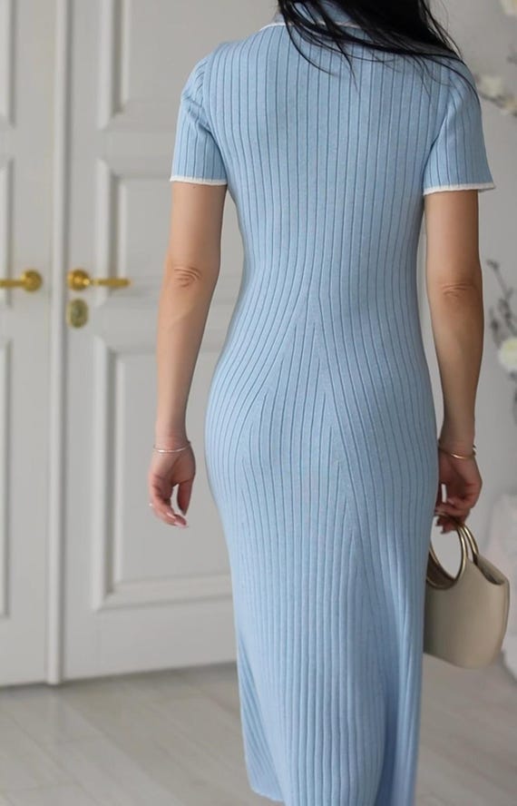 picture of marine dress blues Angel Maternity Clarisse 2-in-1 Tank Dress with Crop Top- Light Blue