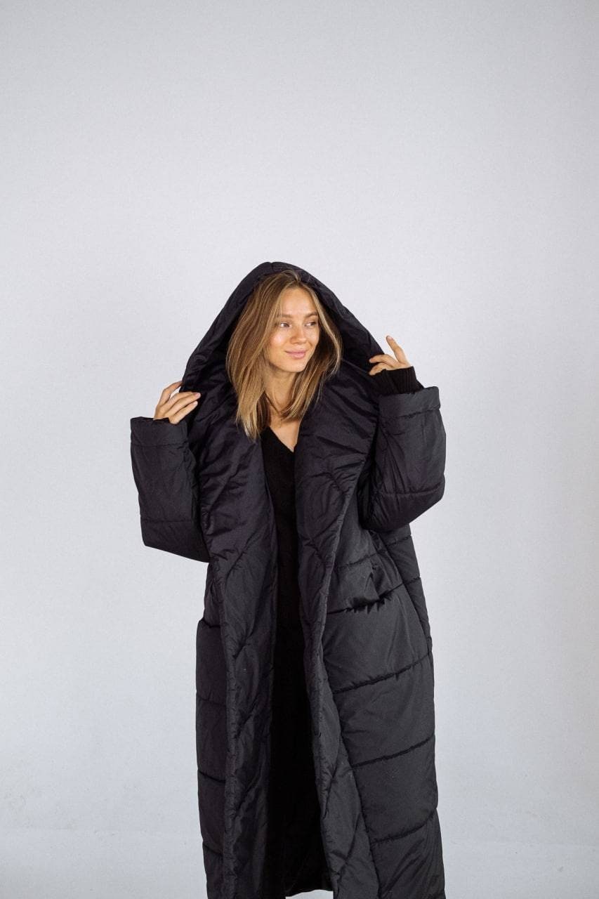 Oversized Black Blanket Coat: Hooded Winter Padded Jacket - Etsy