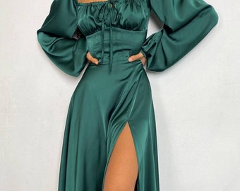 dark green grad dress