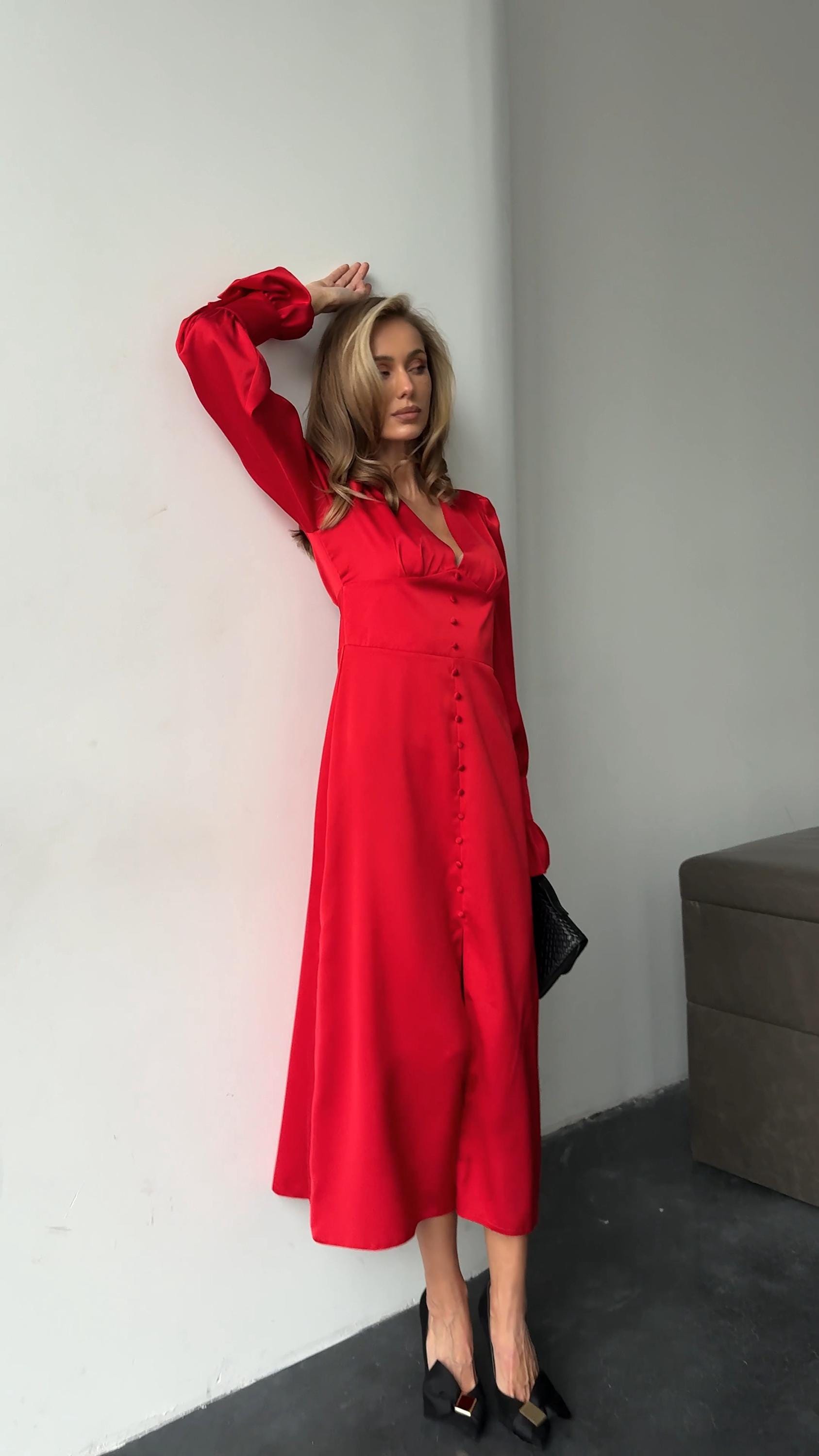 silk red midi dress Aspen Midi Dress - Deep Red Satin Slip Dress