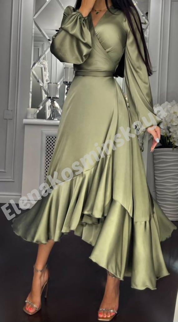 navy blue dress for baby girl Women's Floral Asymmetrical Ruffle Hem Wrap Dress In Victoria Garden main image 0