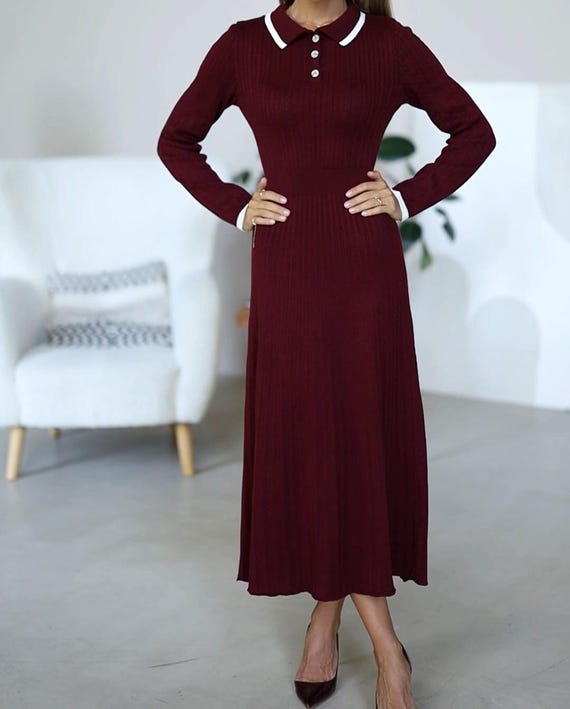 knee length dresses for ladies ANGELA SWEATER KNIT DRESS – Aseel & SJ Boutique main image 0