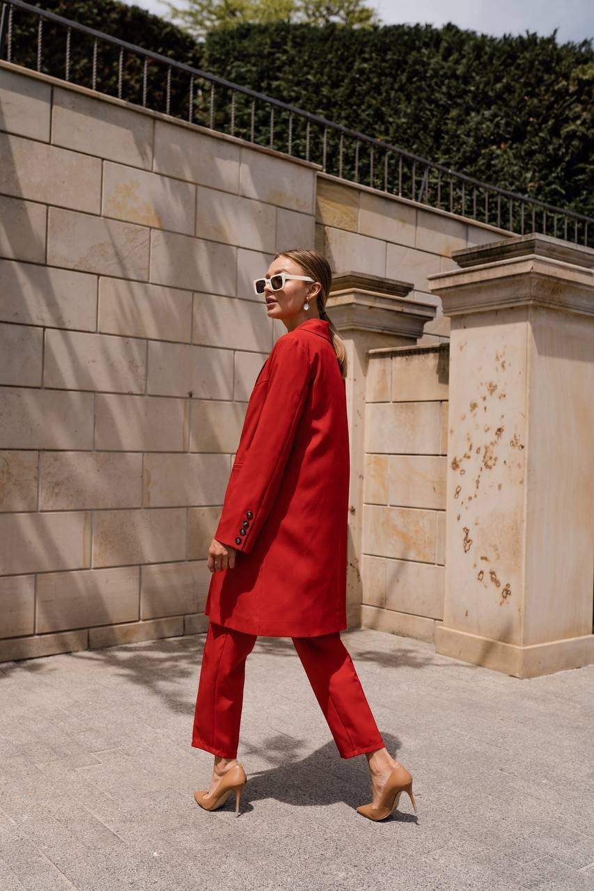 red suit pants women