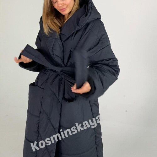 Oversized Black Blanket Coat: Hooded Winter Padded Jacket - Etsy