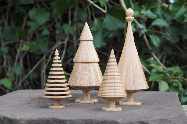 Handmade Wooden Christmas Trees Scandi Style Christmas Decor Handmade Wooden Christmas Ornament Table decoration Xmas Gift Set of four - Mixed