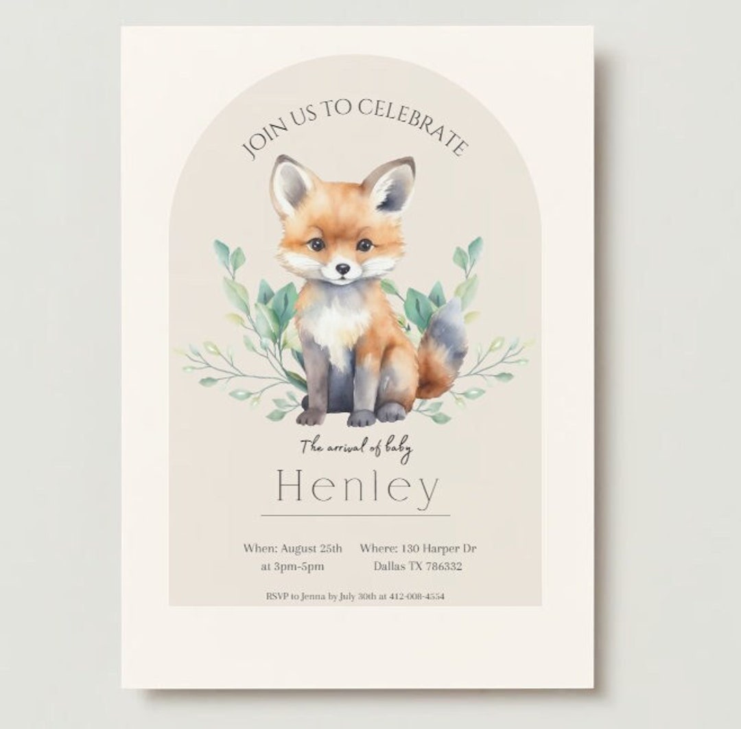 Baby Fox Baby Shower Invitations - Etsy